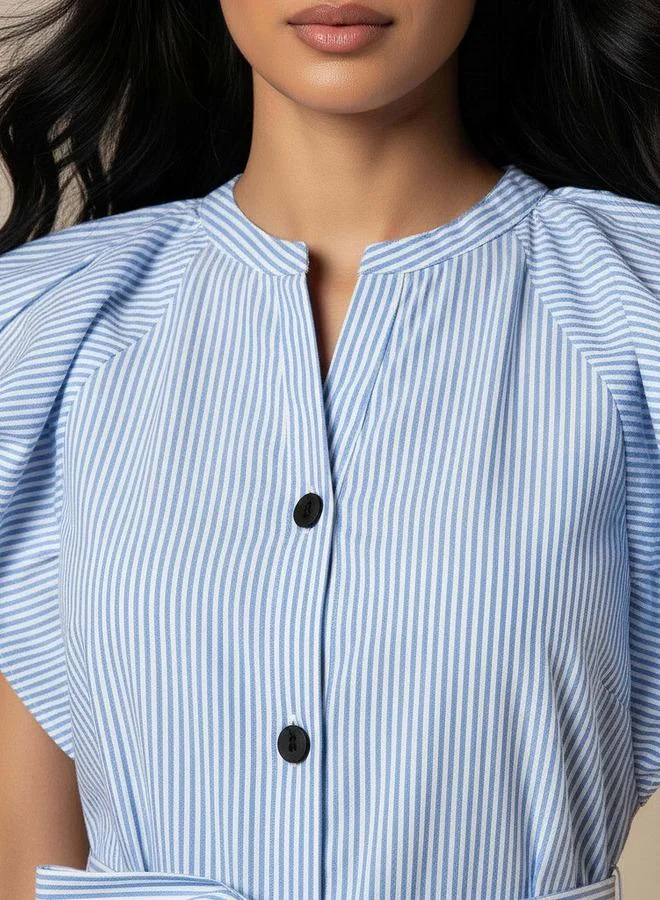 Iconic  Iconic Striped A-line Women Dress with Tie-Up Belt for Women | Best Price UAE